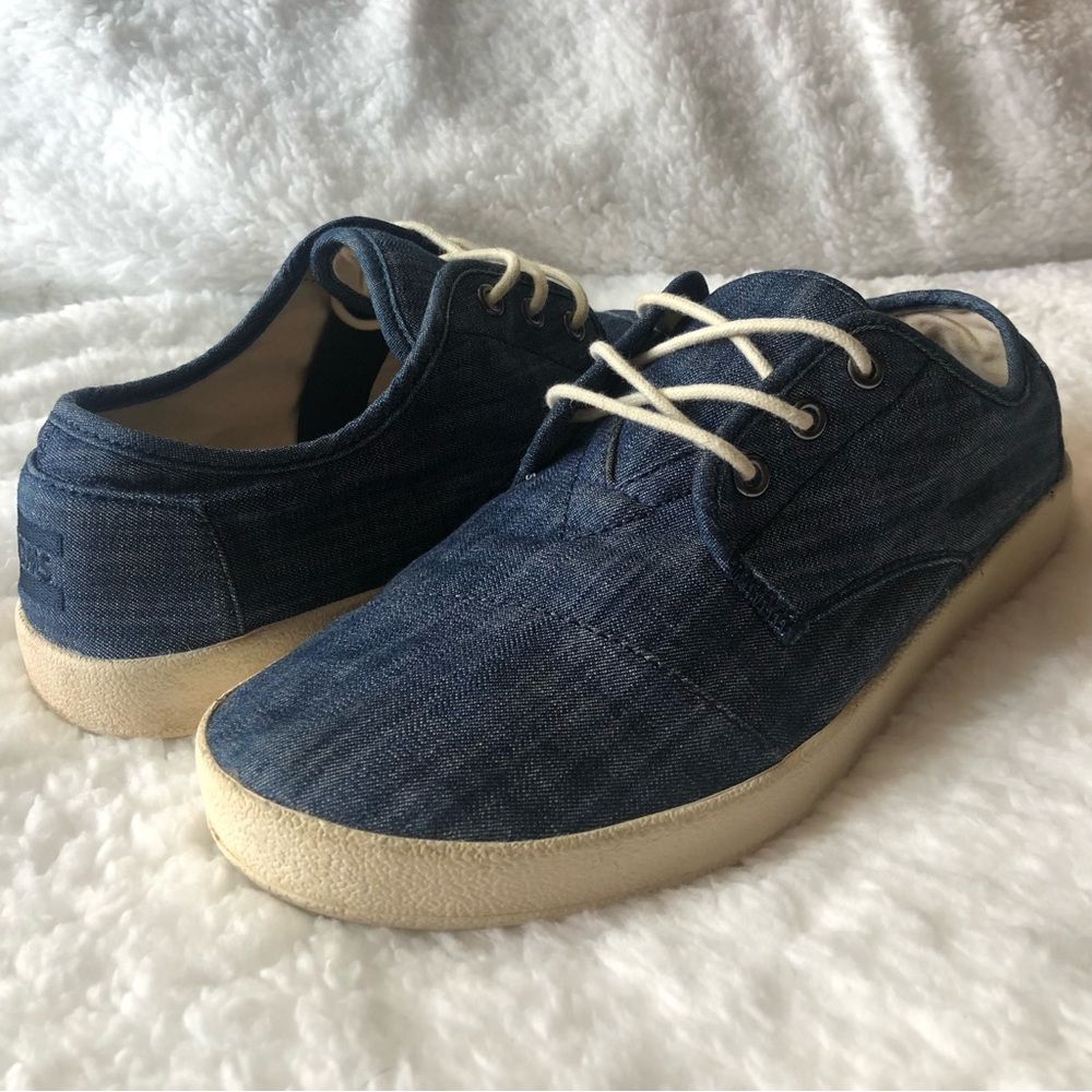 TOMS Paseos Casual Sneaker Shoe Men Size 9M Blue Denim Laced Up